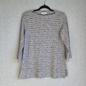 Michael Stars Shirt Women's XS Grey 3/4 Sleeve Ribbed Tunic Boat Neck Casual